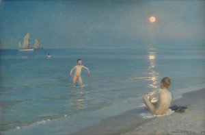Ragazzi che Fanno il Bagno a Skagen. Sera d
